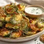 air fryer Brussels sprout chips - featured image