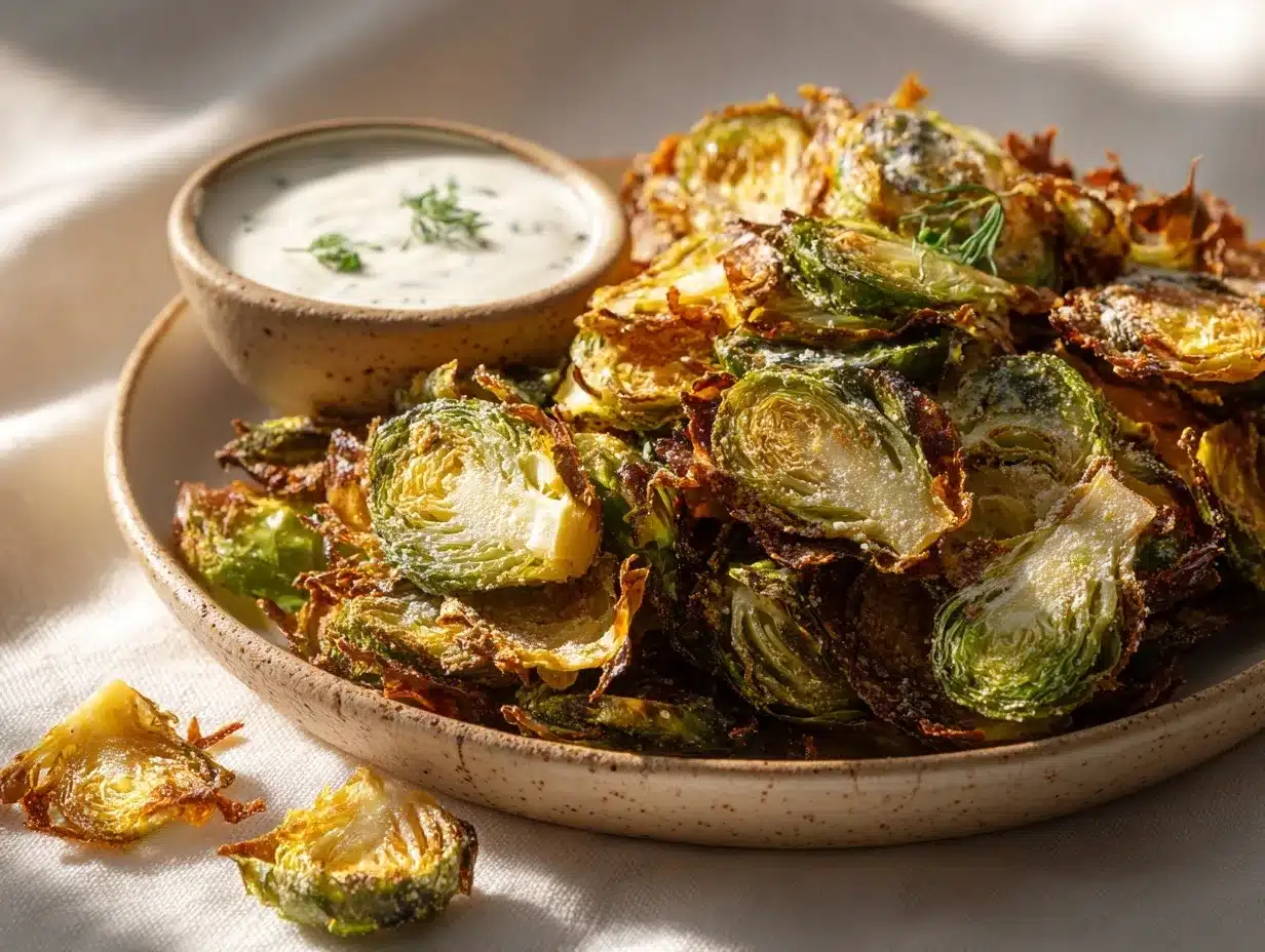 air fryer Brussels sprout chips preparation steps