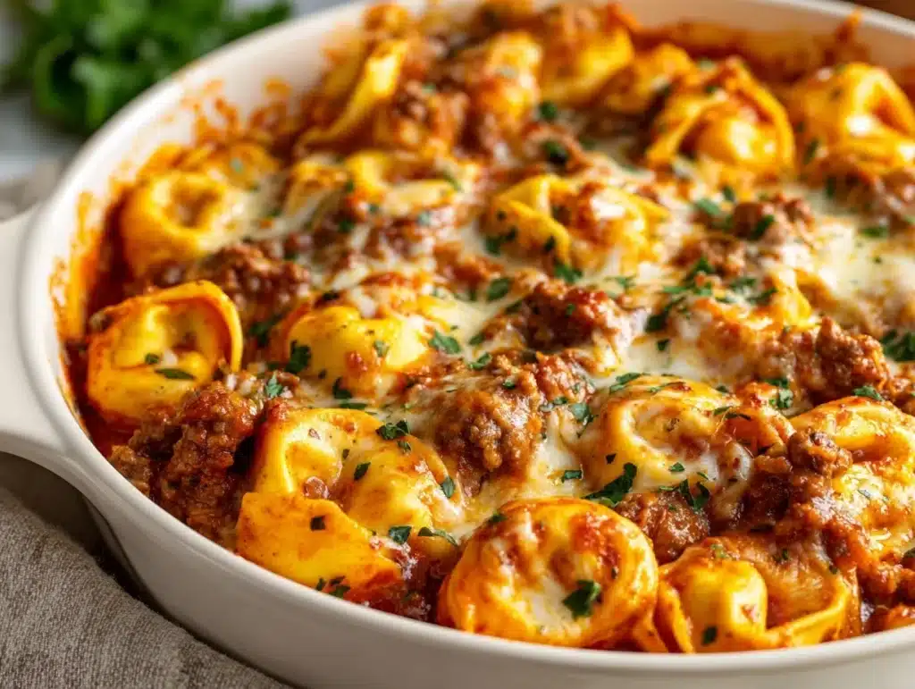 beefy tortellini bake - featured image