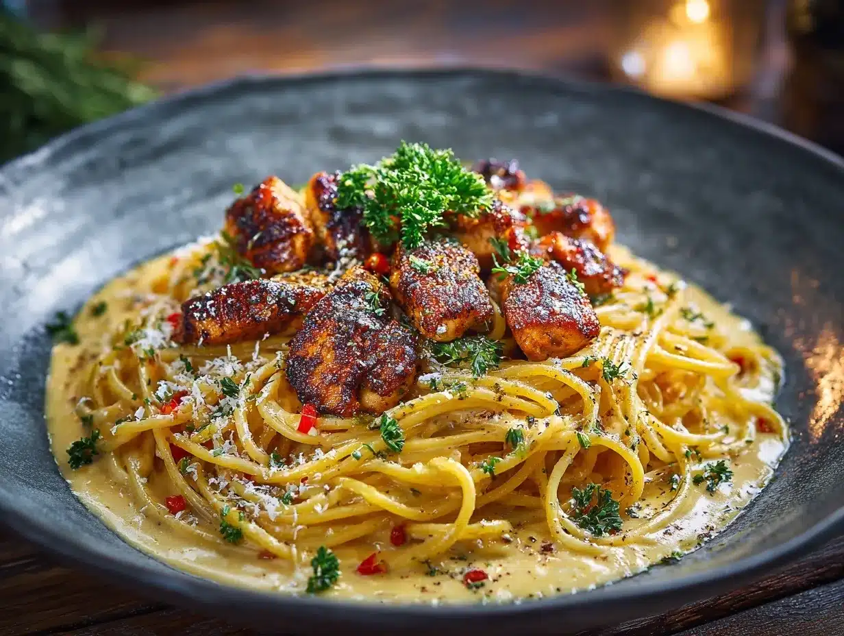 Cajun chicken spaghetti preparation steps