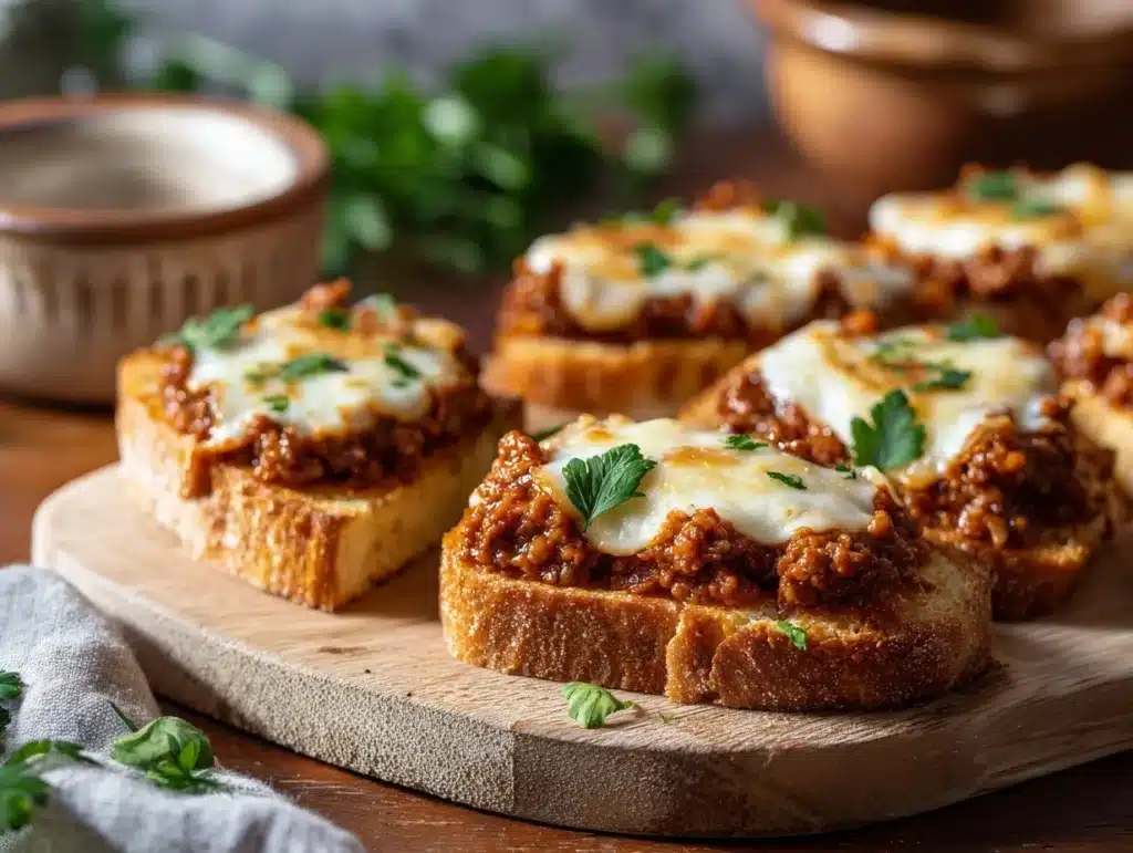 cheesy garlic bread sloppy joe melts - featured image
