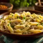 creamy beef pasta - featured image