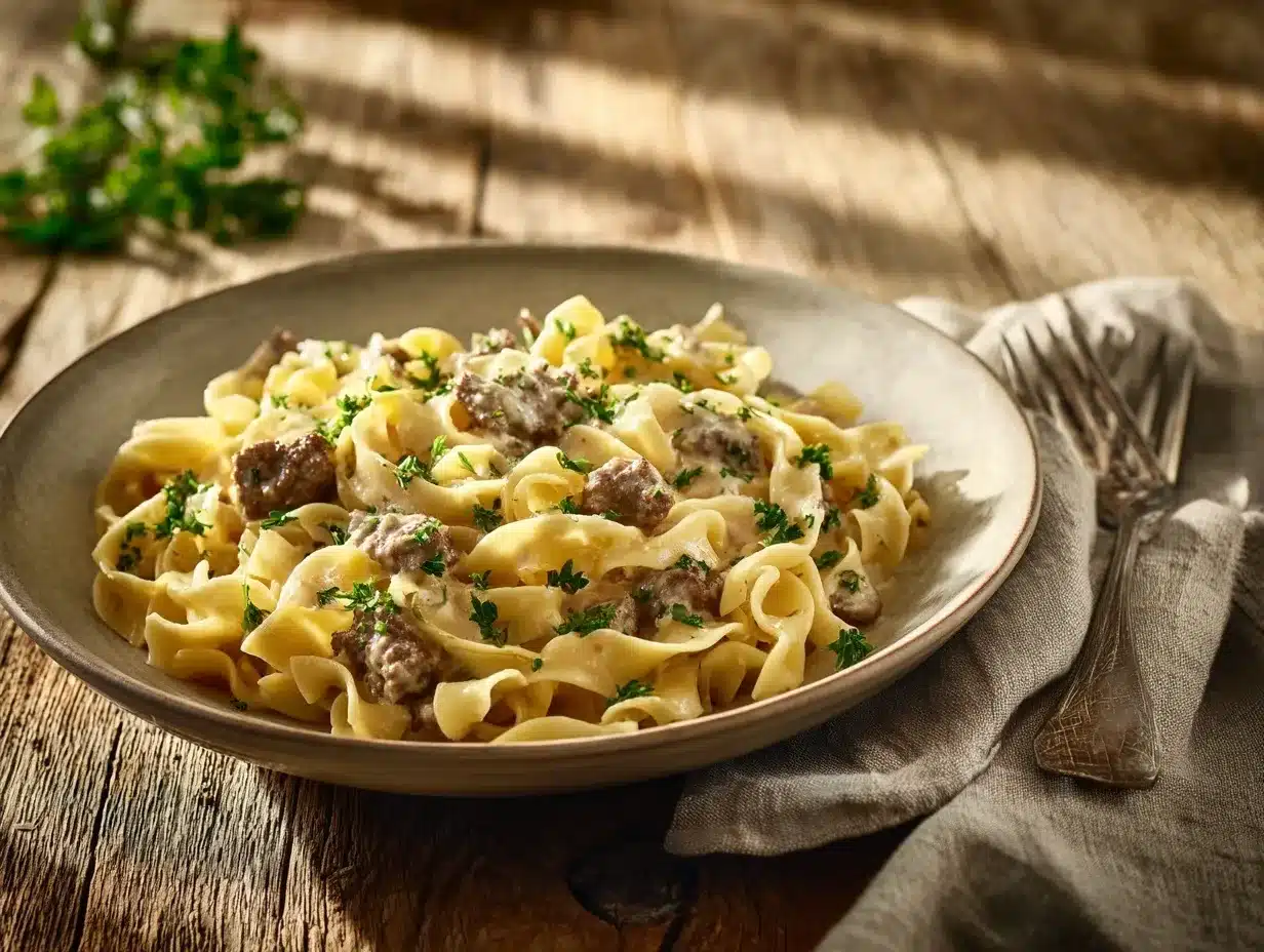 creamy ground beef stroganoff preparation steps