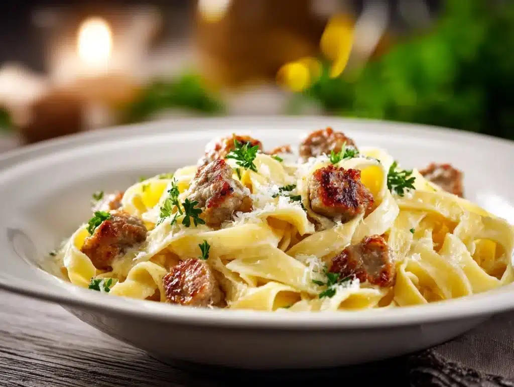 creamy Italian sausage fettuccine - featured image