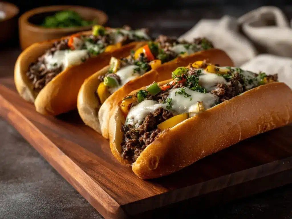 ground beef Philly cheesesteaks - featured image