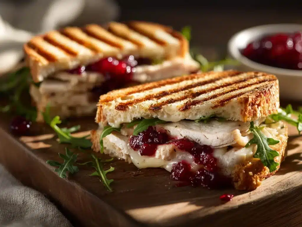 leftover turkey cranberry panini - featured image