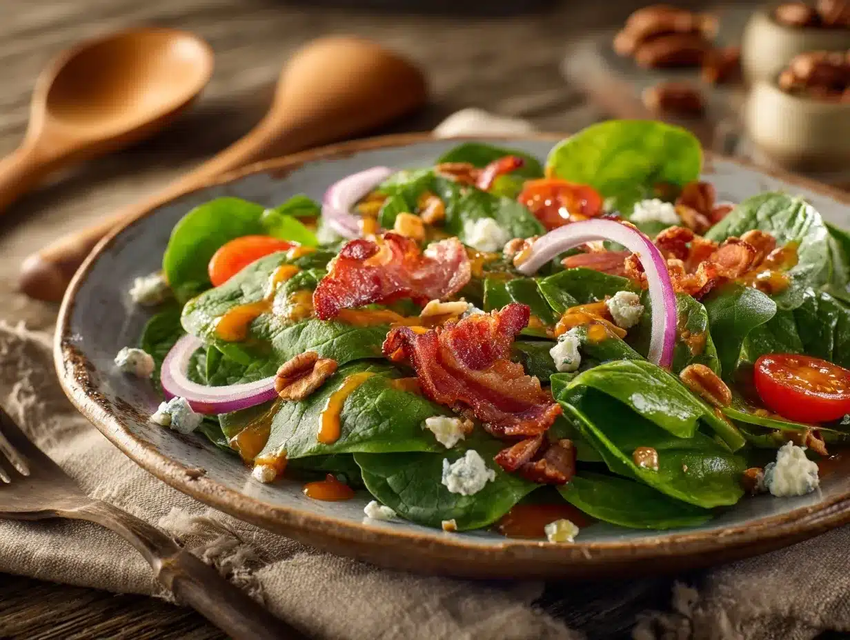 spinach salad with bacon dressing preparation steps