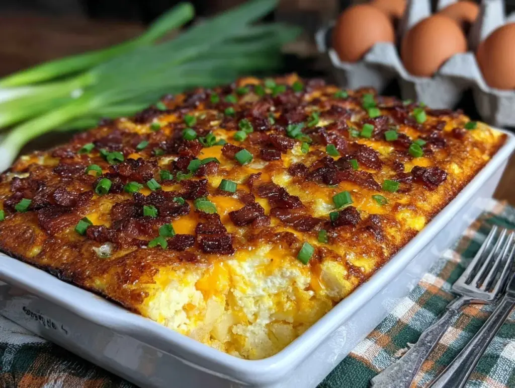 bacon potato and egg casserole - featured image