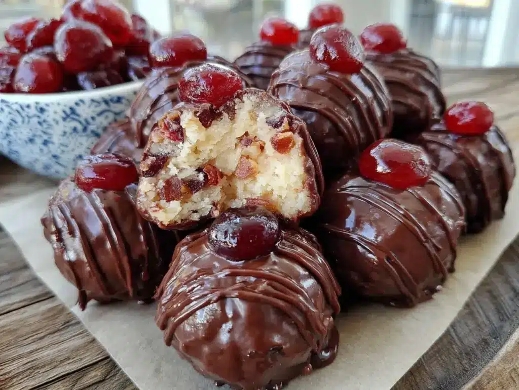 cherry bourbon balls - featured image