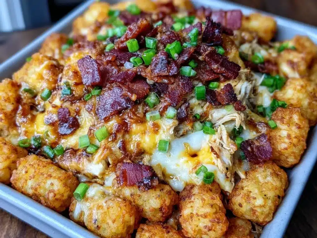 chicken bacon ranch tater tot casserole - featured image