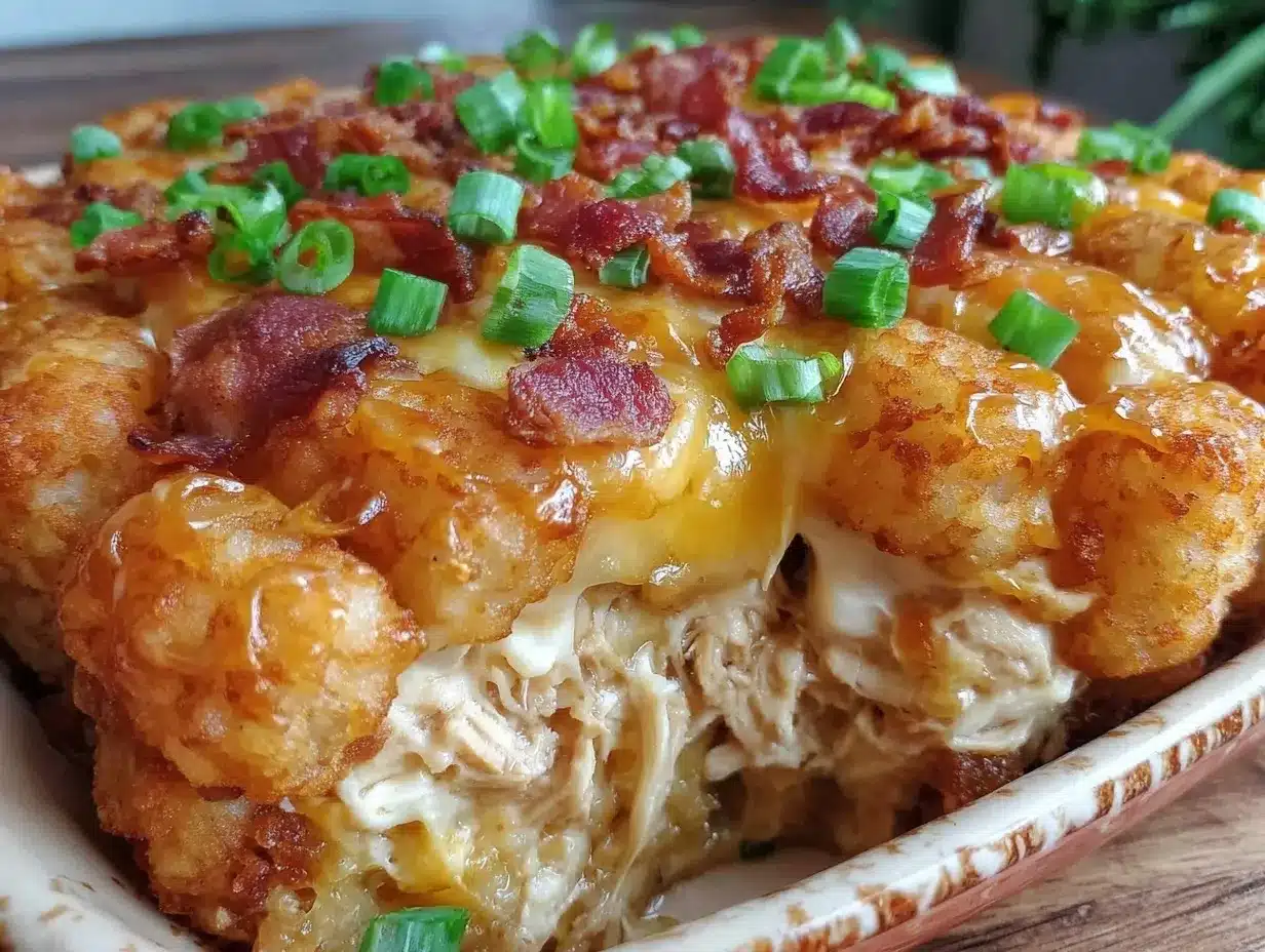 chicken bacon ranch tater tot casserole preparation steps
