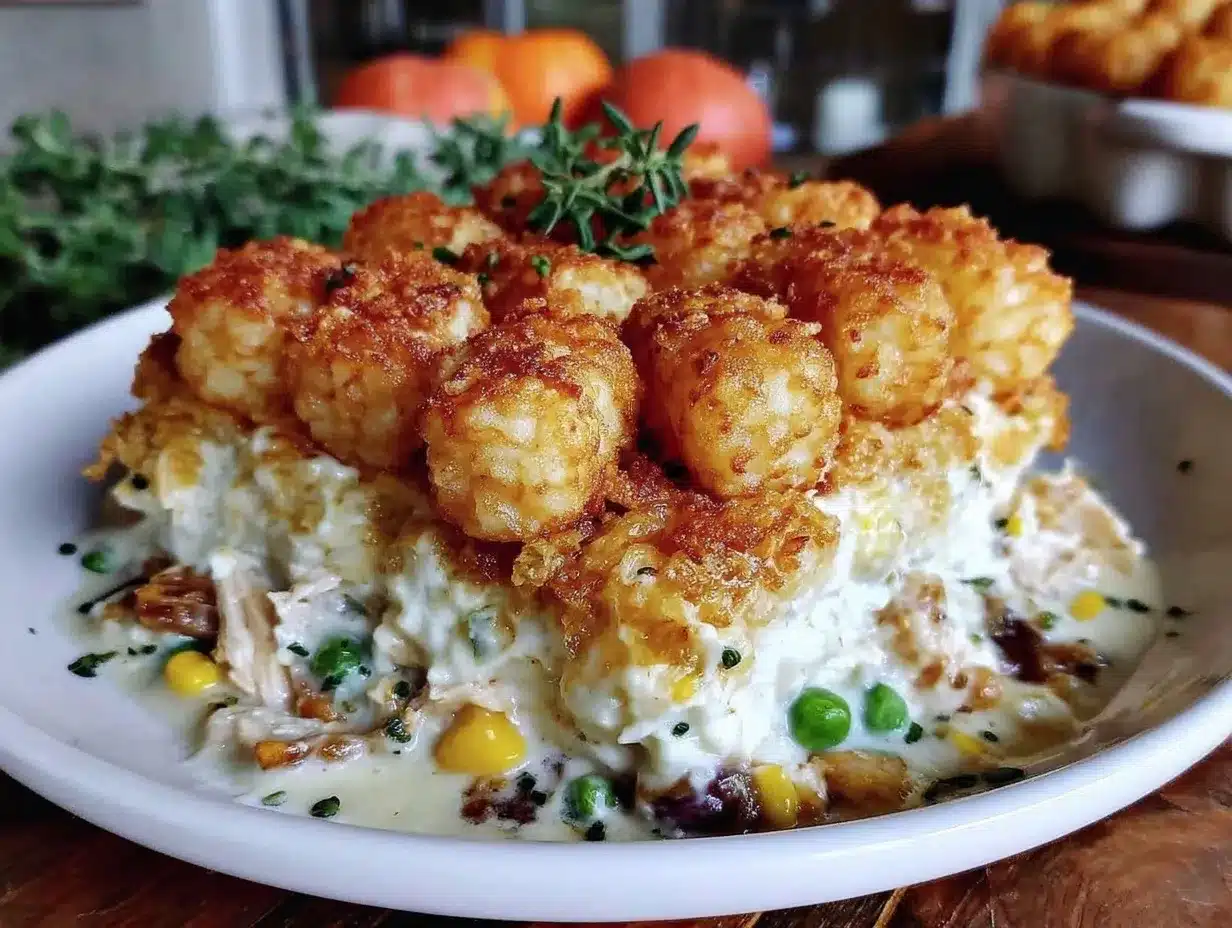 chicken tot pie casserole preparation steps