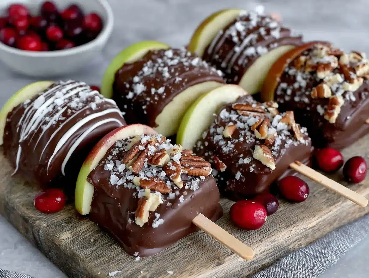 chocolate apple slice pops preparation steps
