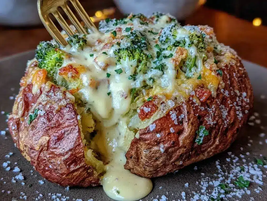 creamy broccoli baked potatoes - featured image