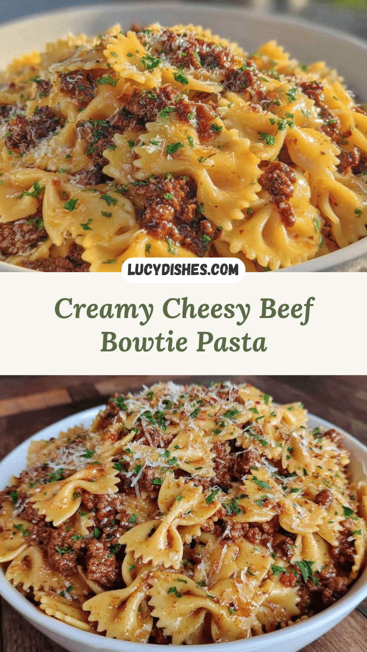 creamy cheesy beef and bowtie pasta recipe