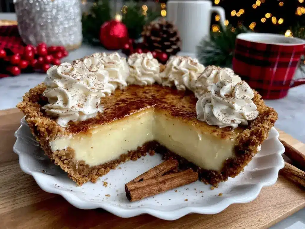 creamy cinnamon-vanilla custard pie - featured image