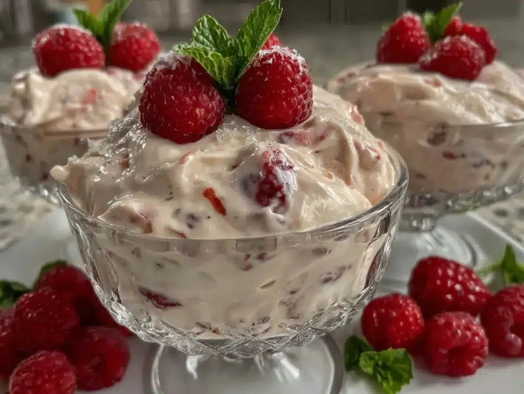 creamy cottage cheese raspberry mousse - featured image