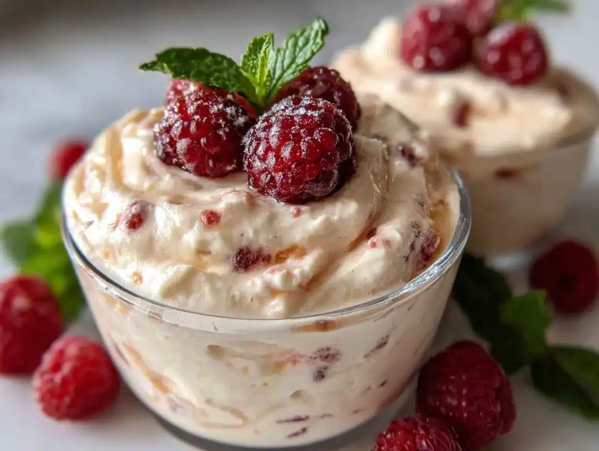 creamy cottage cheese raspberry mousse preparation steps