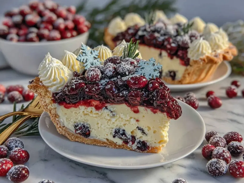 creamy cranberry custard pie - featured image