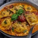 Creamy Tuscan Ravioli Soup - featured image
