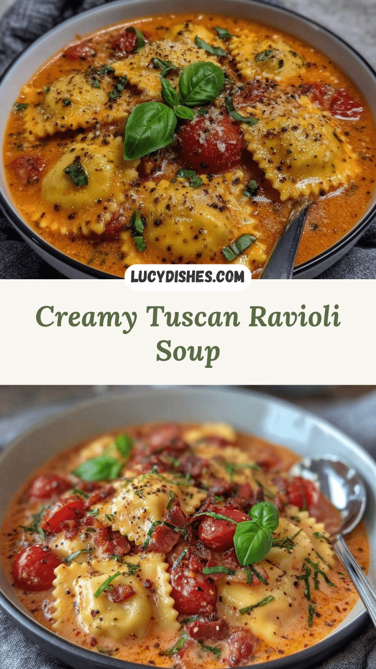 Creamy Tuscan Ravioli Soup recipe