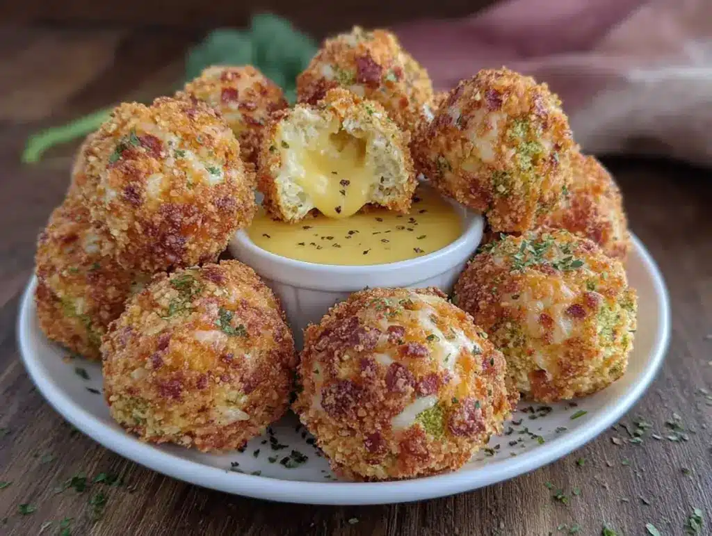 crispy baked broccoli cheese balls - featured image