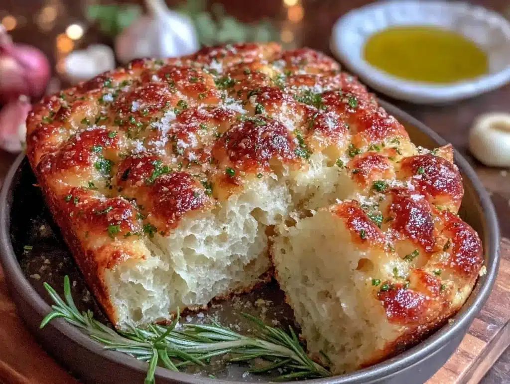 crispy garlic parmesan focaccia - featured image