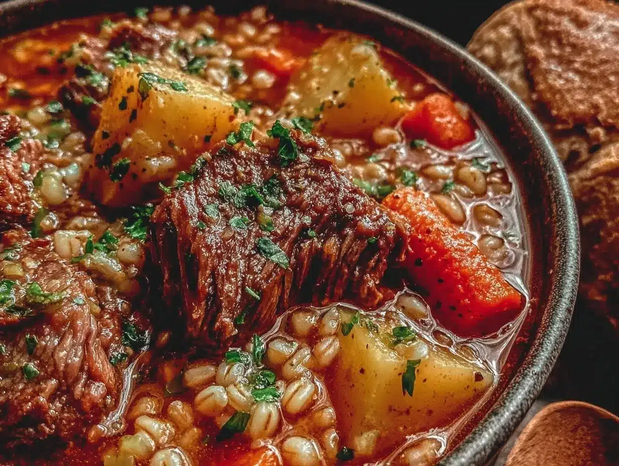 Crockpot Beef and Barley Soup preparation steps