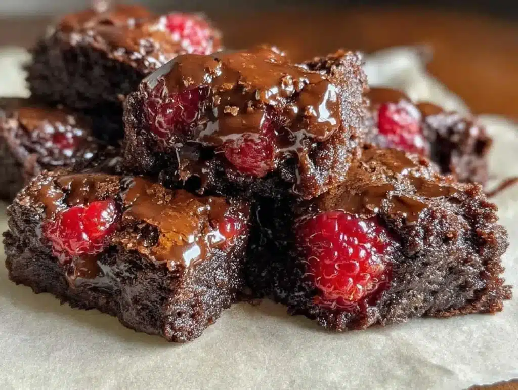fudgy chocolate raspberry brownies - featured image