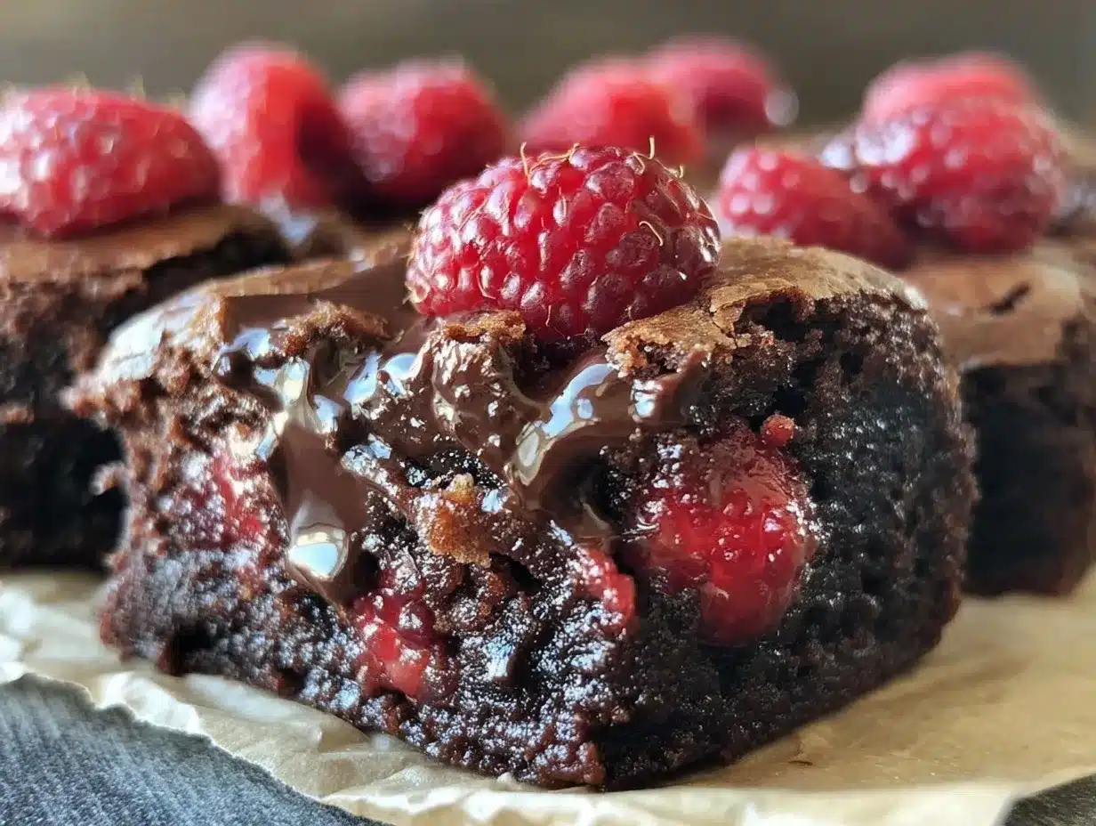 fudgy chocolate raspberry brownies preparation steps