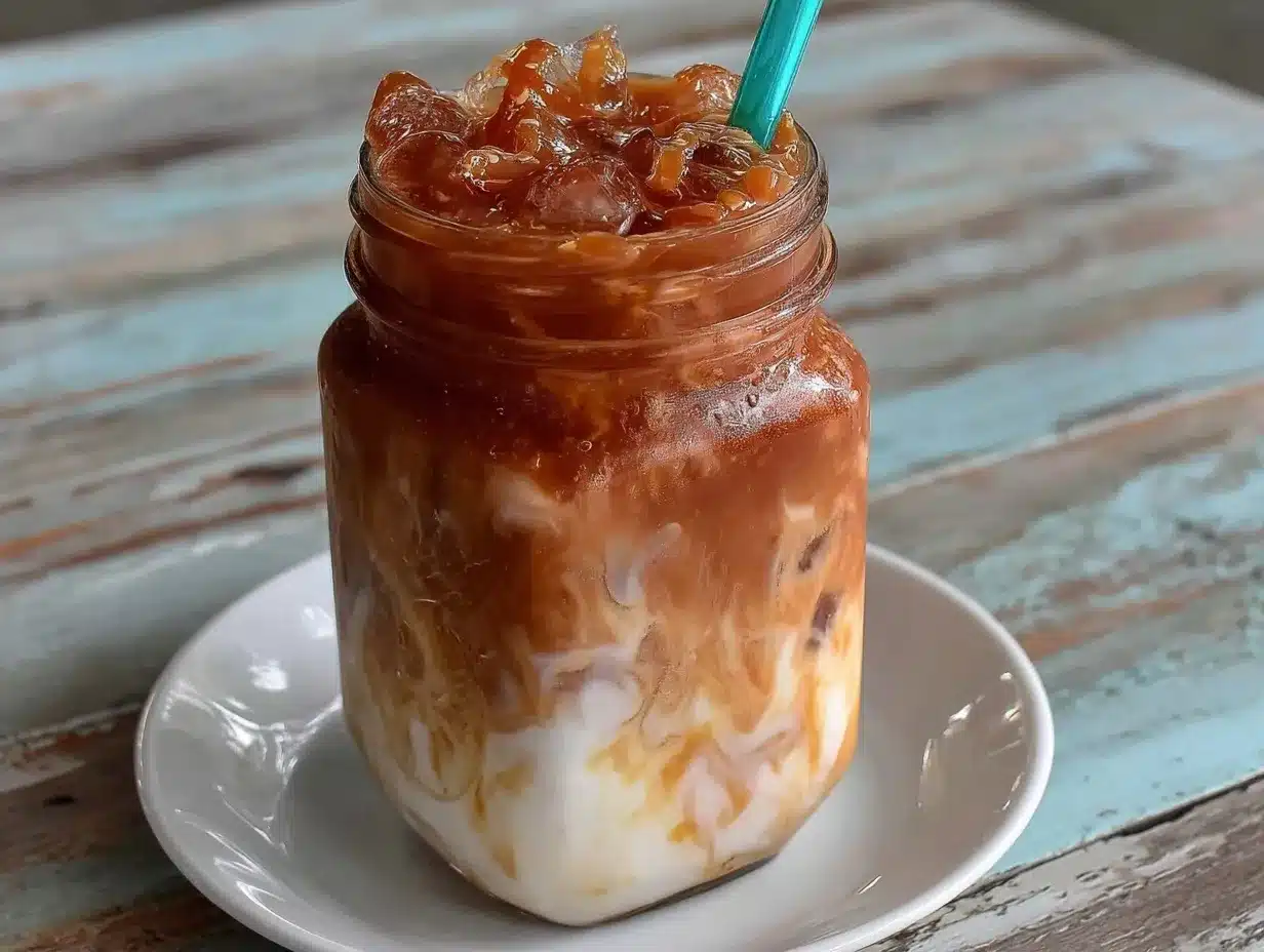 honey vanilla oat milk iced latte preparation steps