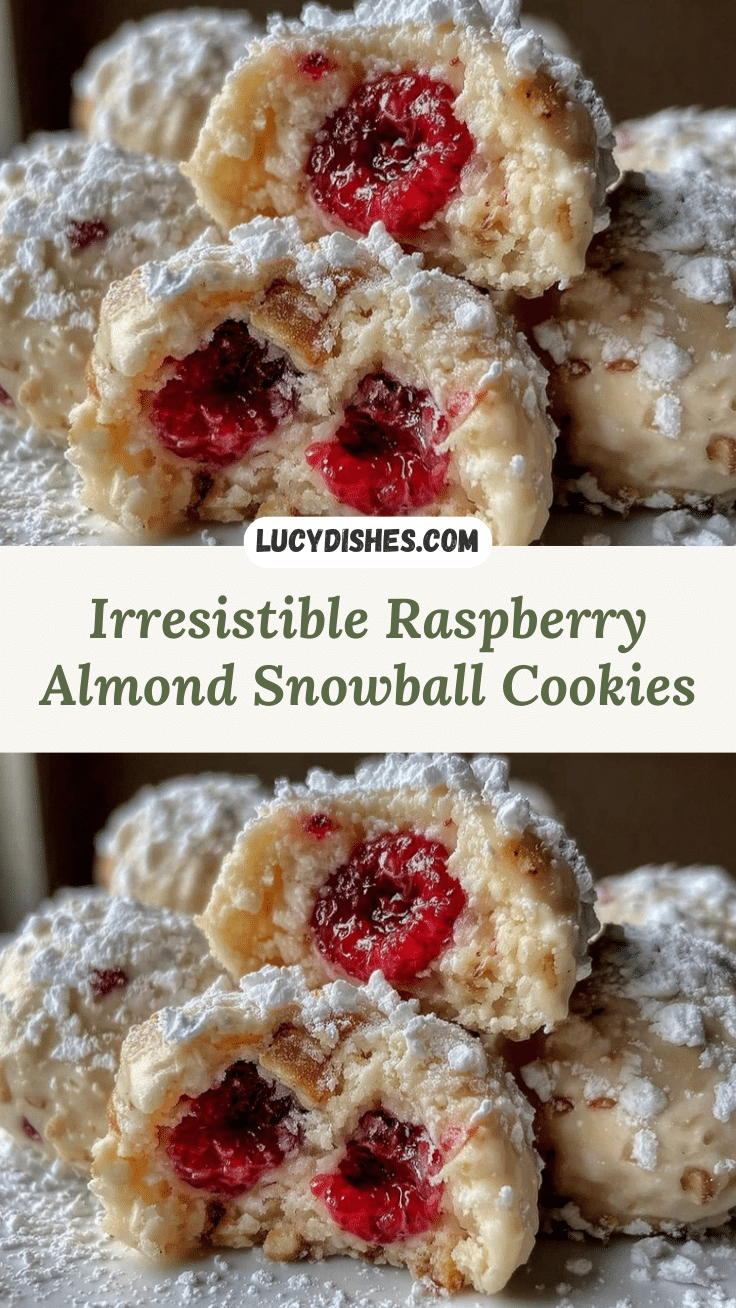 raspberry filled almond snowball cookies recipe