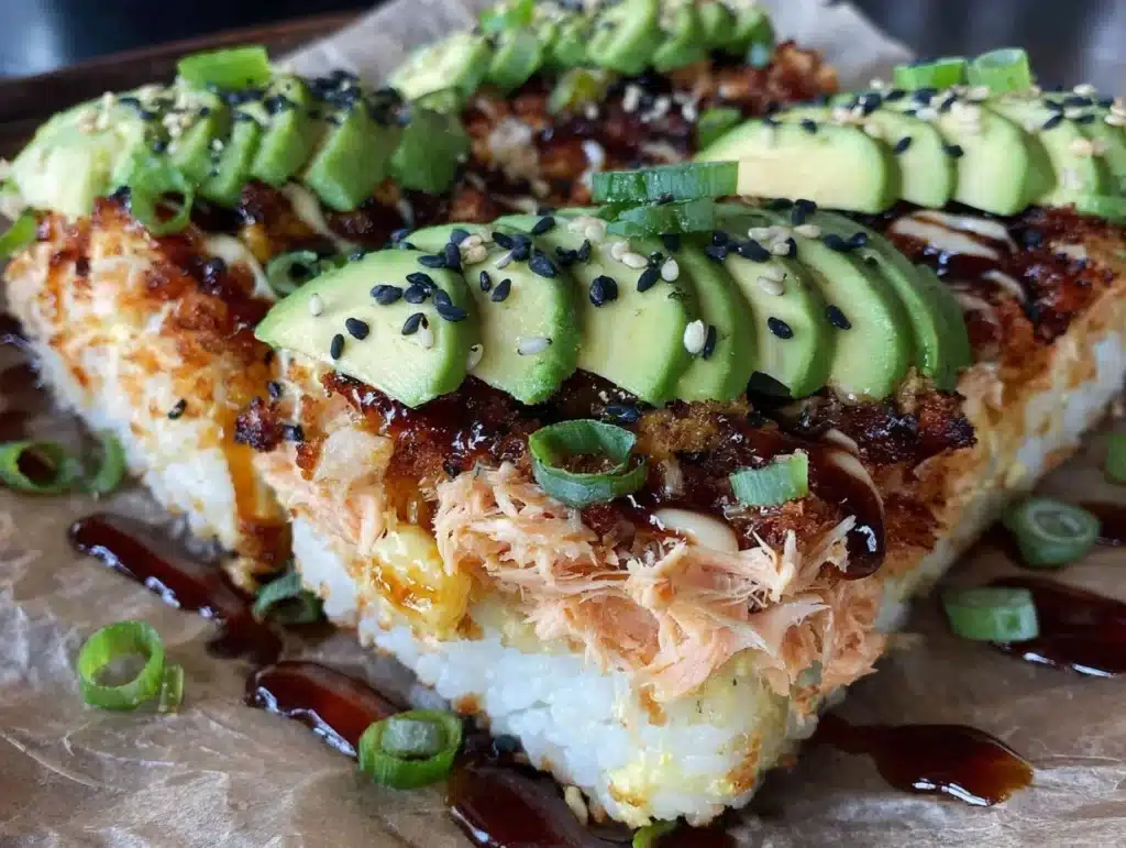 salmon sushi bake - featured image