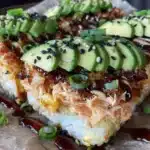 salmon sushi bake - featured image