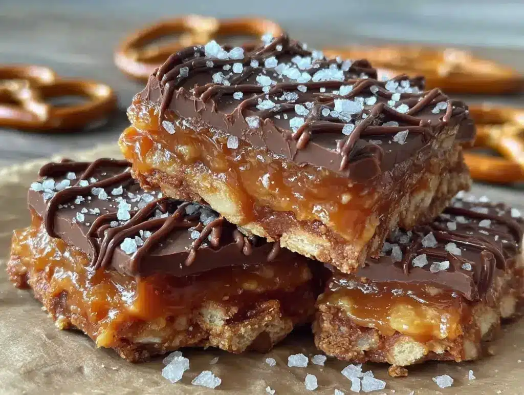 salted caramel pretzel bark - featured image