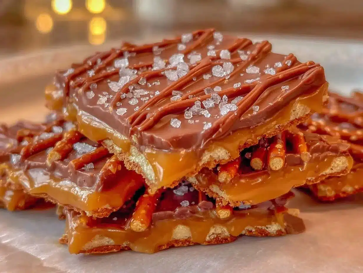 salted caramel pretzel bark preparation steps