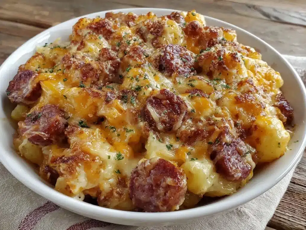 slow cooker sausage and potato casserole - featured image