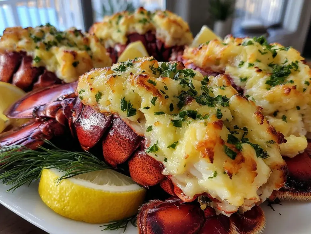 baked stuffed lobster tails - featured image