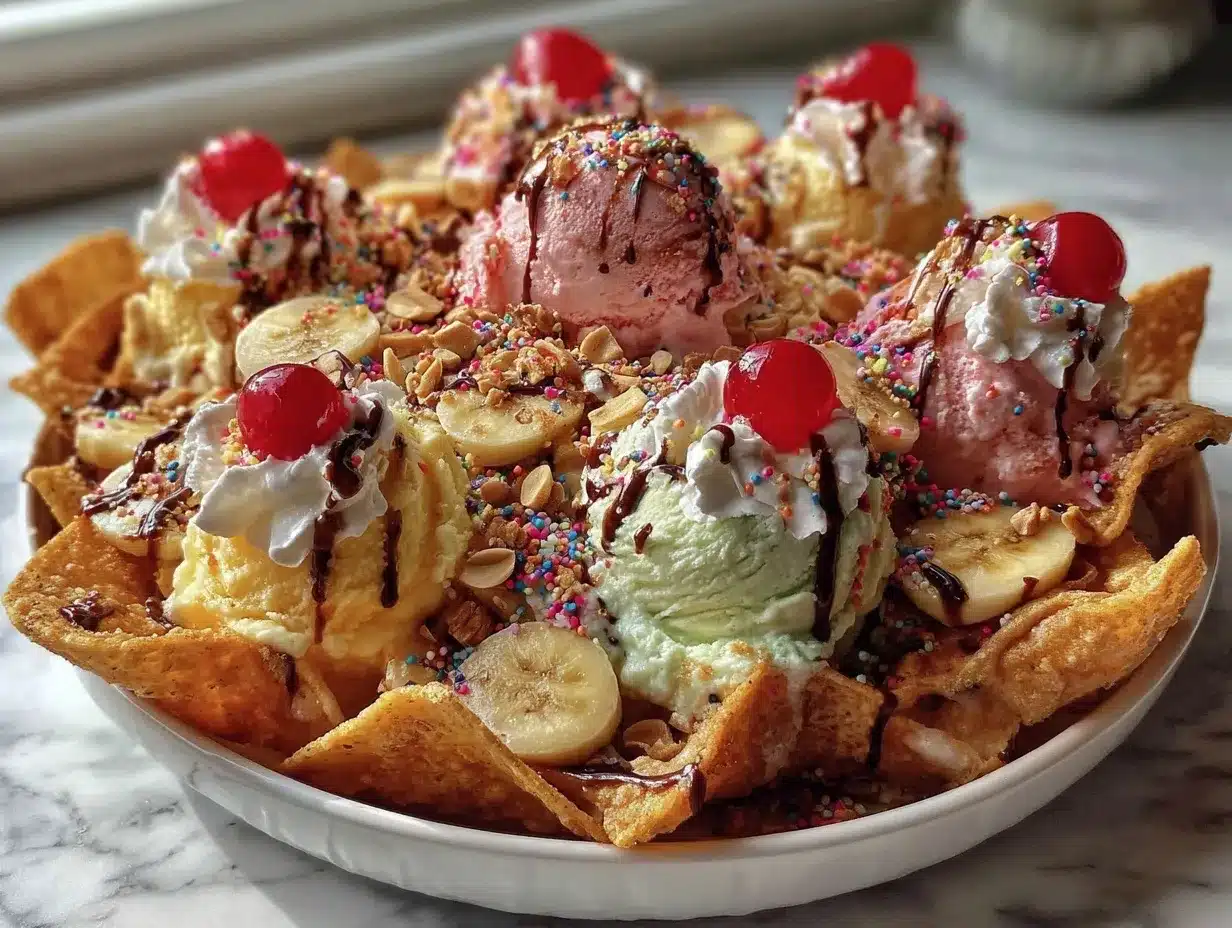 banana split ice cream nachos preparation steps