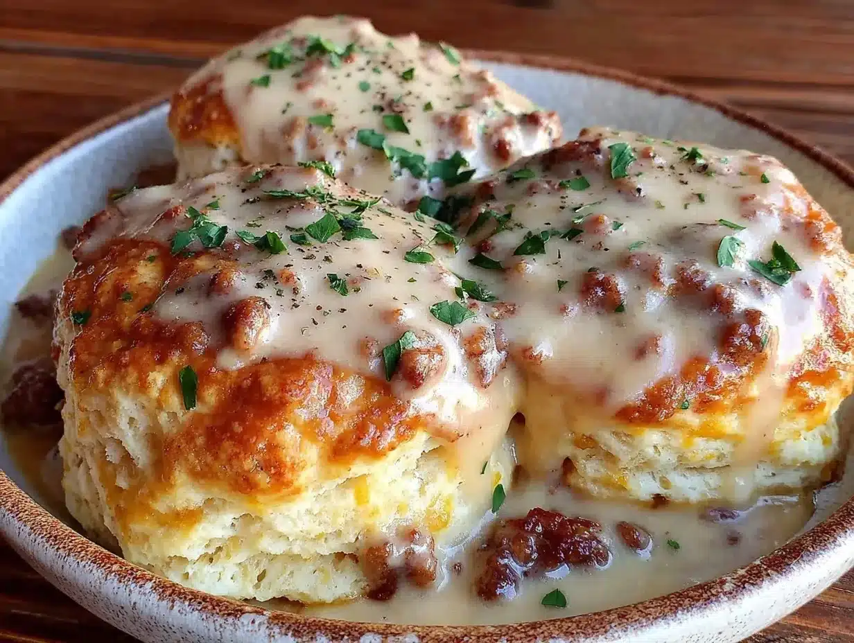 biscuits and creamy sausage gravy preparation steps