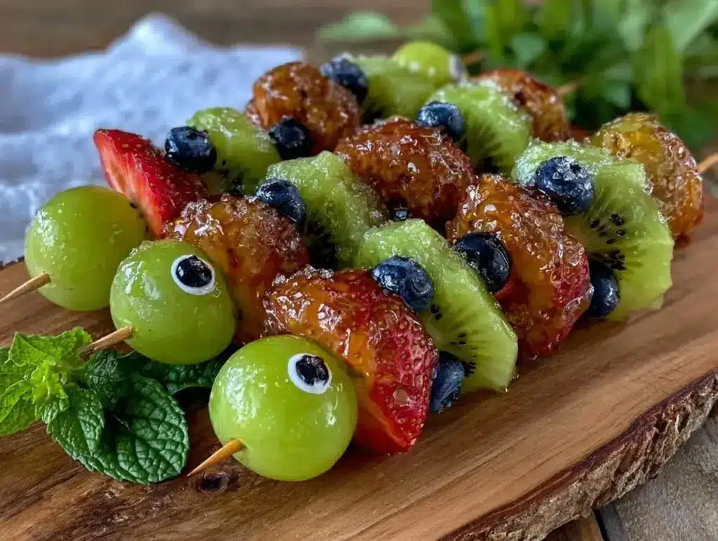 caterpillar fruit kabobs - featured image