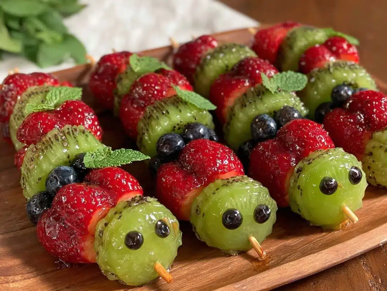 caterpillar fruit kabobs preparation steps