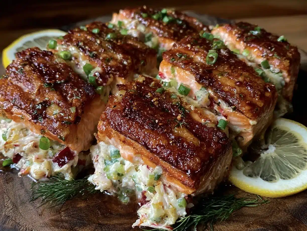 crab stuffed salmon preparation steps