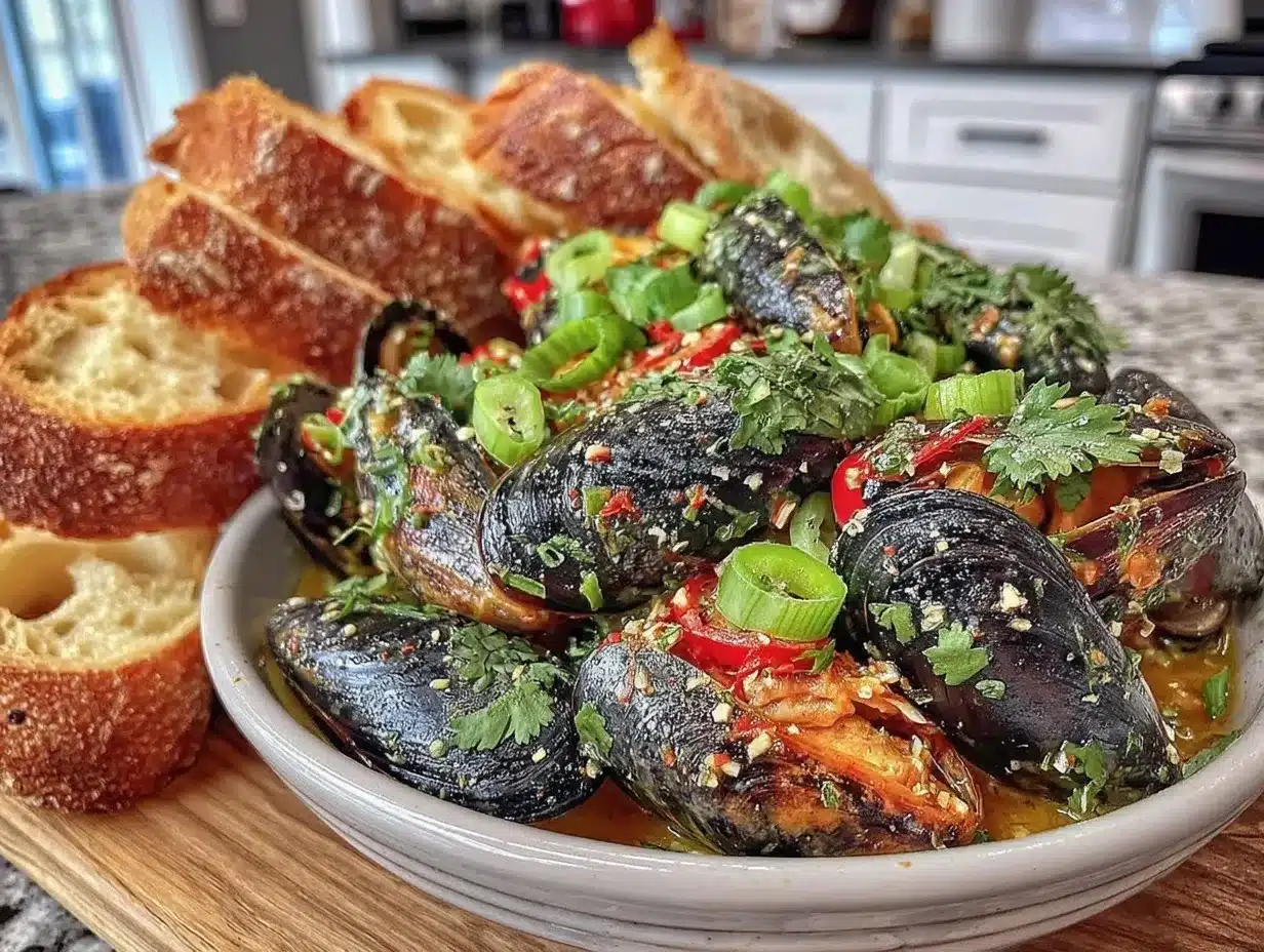 creamy coconut curry mussels preparation steps