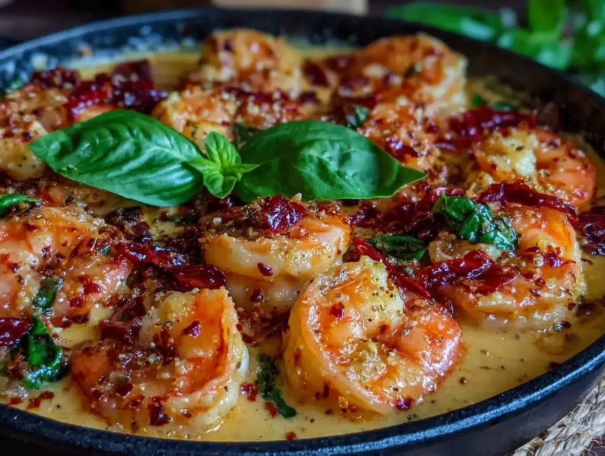 Creamy Garlic Butter Tuscan Shrimp preparation steps