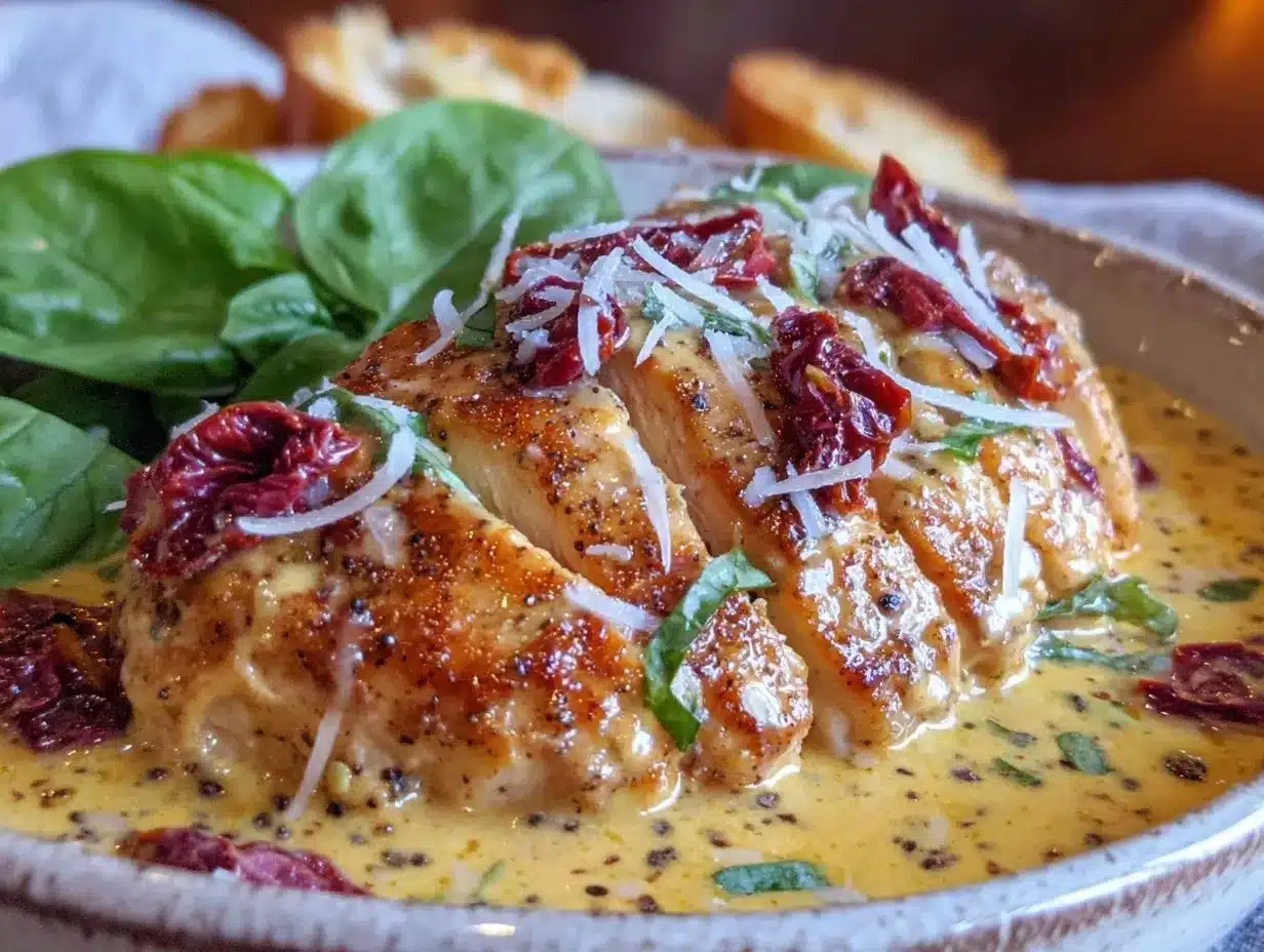 Creamy Instant Pot Tuscan Chicken preparation steps