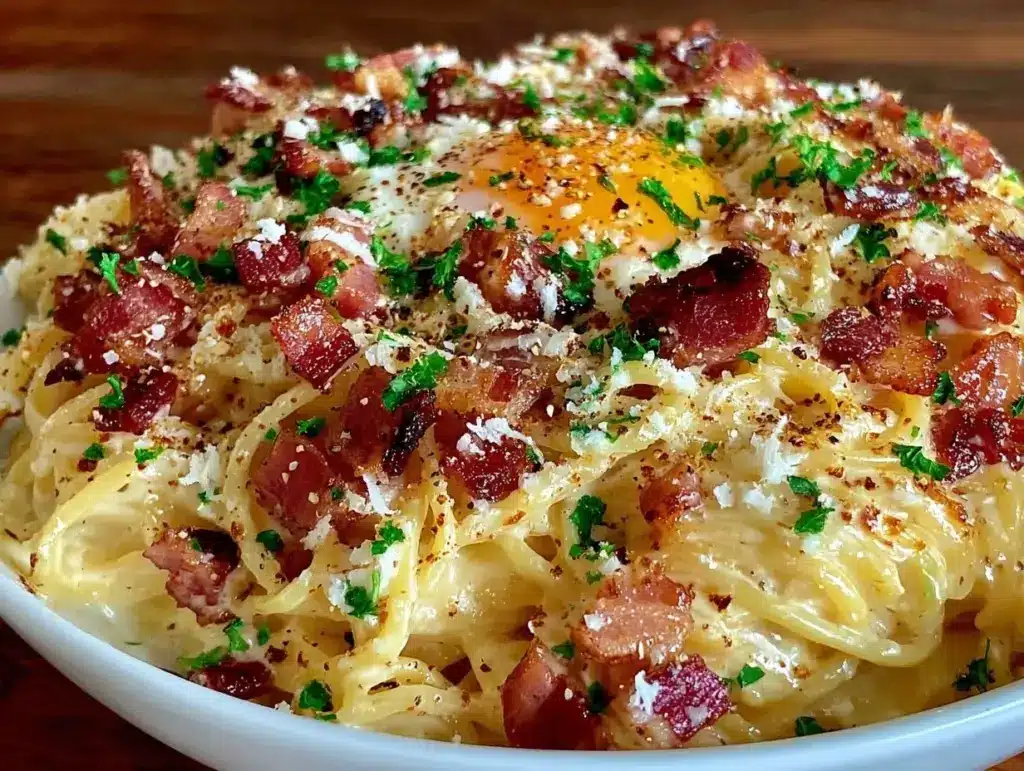 creamy new year’s pasta carbonara - featured image
