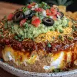 creamy seven layer dip recipe - featured image