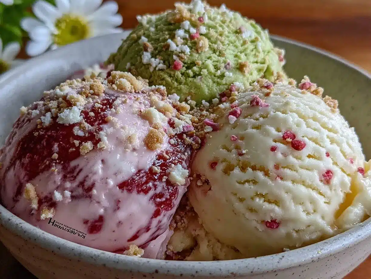 creamy spring ice cream trio preparation steps