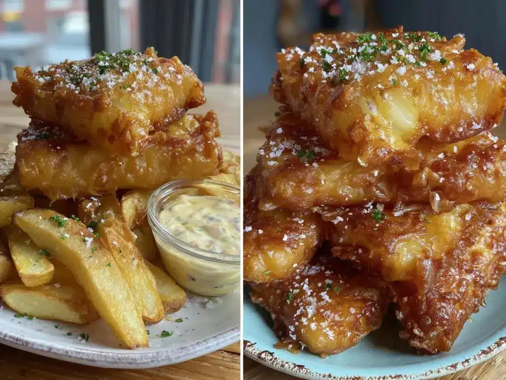 crispy beer battered fish and chips - featured image